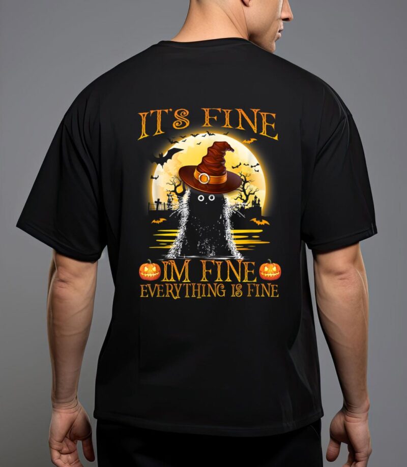 It 'fine i'm fine everything is fine halloween cat lover t-shirt T-Shirt