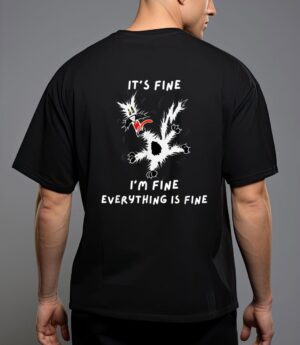 Its fine i m fine funny coffee cute sarcastic black cat t-shirt T-Shirt