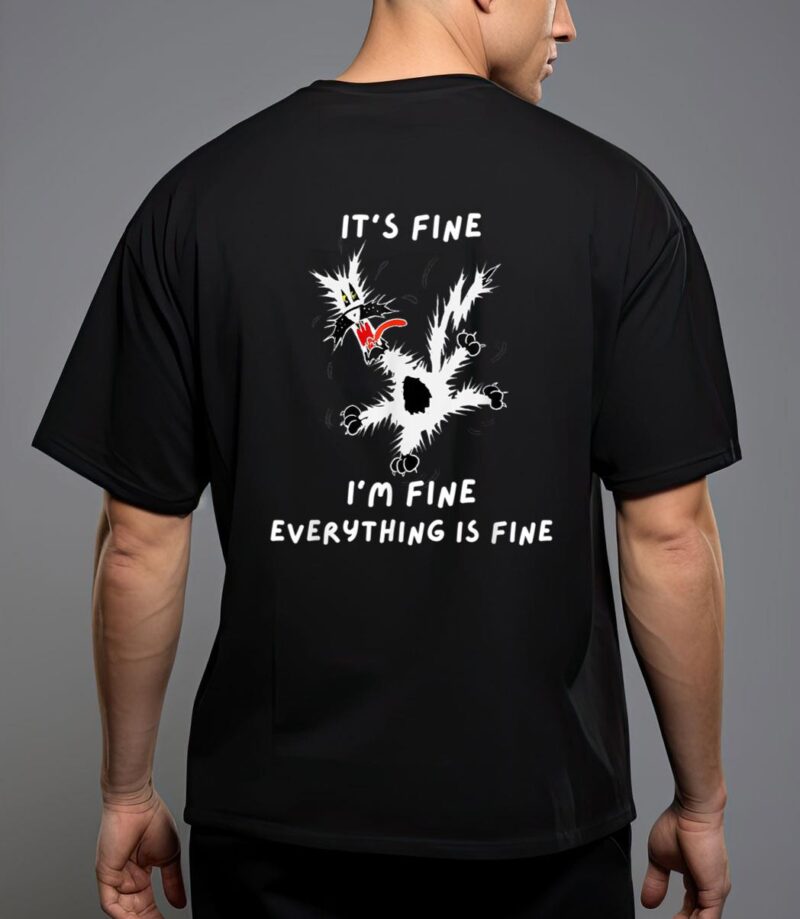 Its fine i m fine funny coffee cute sarcastic black cat t-shirt T-Shirt