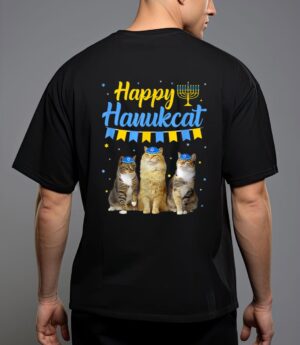 Jewish hanukkah cat happy hanukcat christmas sweater cat t-shirt T-Shirt