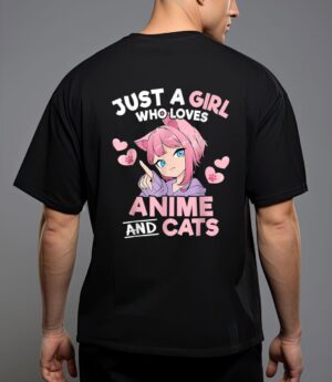Just a girl who loves anime and cats cute otaku manga t-shirt T-Shirt