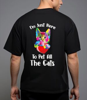 Just here to pet the cats funny lovers cats cute t-shirt T-Shirt