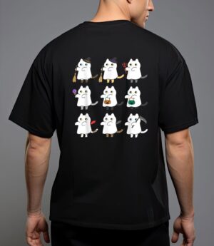 Kawaii cat ghosts black cat halloween cute costume spooky t-shirt T-Shirt