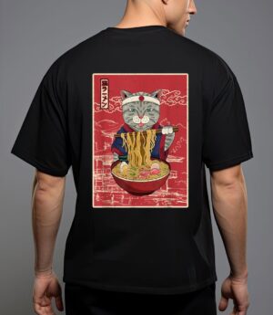 Kawaii cat japanese black anime gift official teenager girls t-shirt T-Shirt