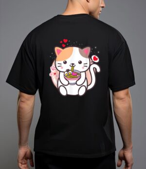 Kawaii cat ramen anime japanese food girls official teenager t-shirt T-Shirt