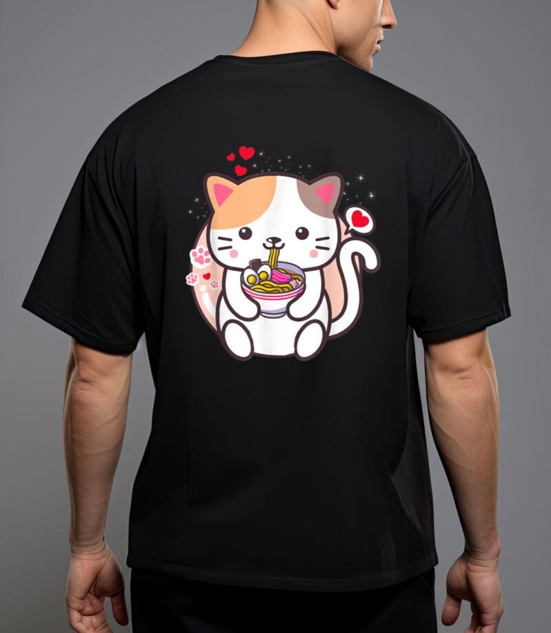 Kawaii cat ramen anime japanese food girls official teenager t-shirt T-Shirt