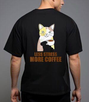 Less stress more coffee funny cat caffeine coffee lover t-shirt T-Shirt