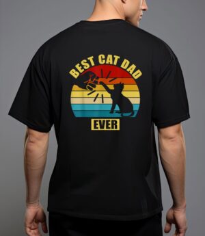 Mens retro vintage best cat dad ever fist bump t-shirt T-Shirt
