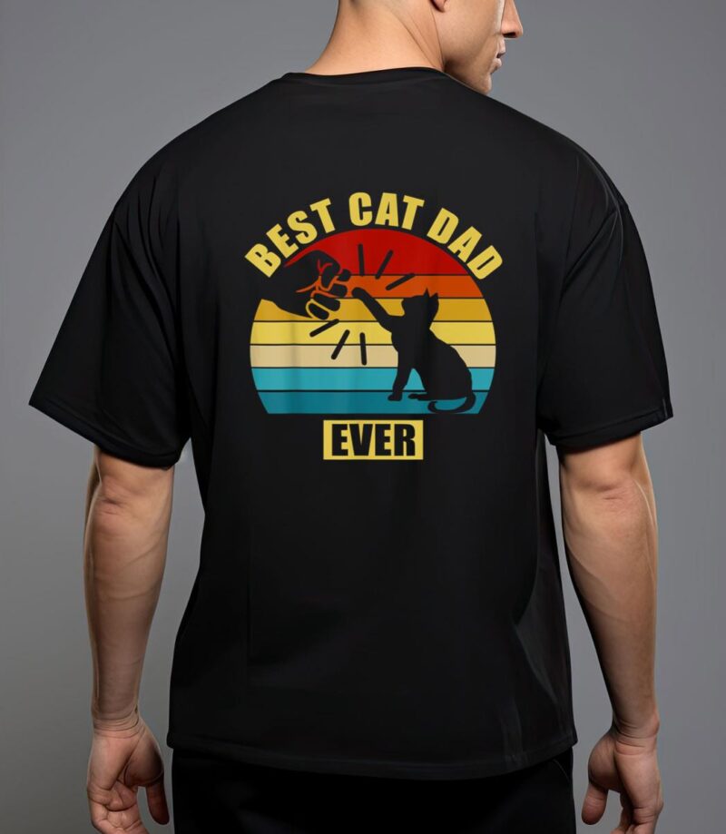Mens retro vintage best cat dad ever fist bump t-shirt T-Shirt