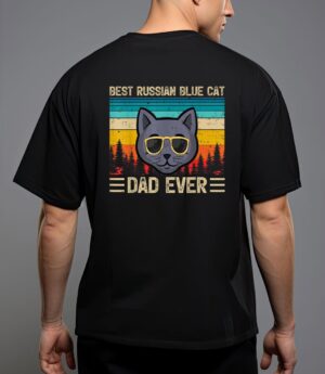 Mens vintage funny best russian blue cat dad ever father's day t-shirt T-Shirt