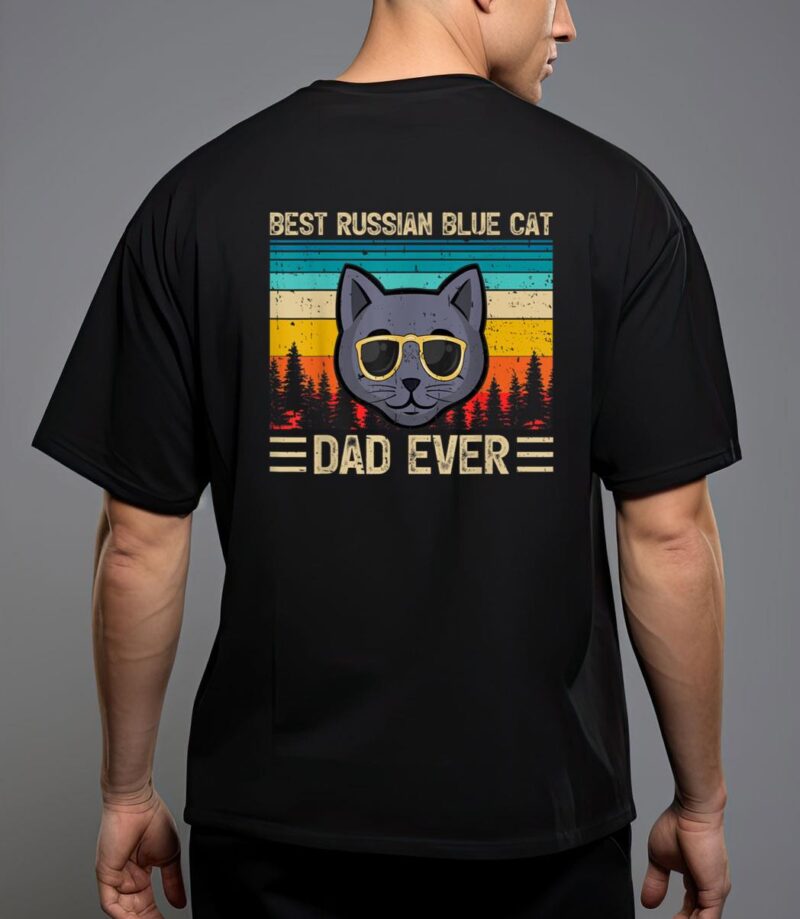 Mens vintage funny best russian blue cat dad ever father's day t-shirt T-Shirt