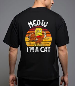 Meow i'm a cat funny fake cat thanksgiving women kid cat mom t-shirt T-Shirt