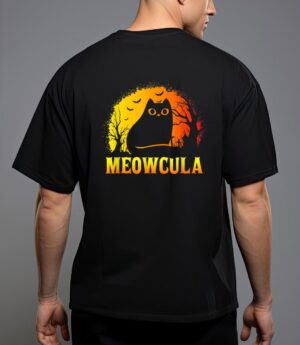 Meowcula black cat halloween vampire cat t-shirt T-Shirt