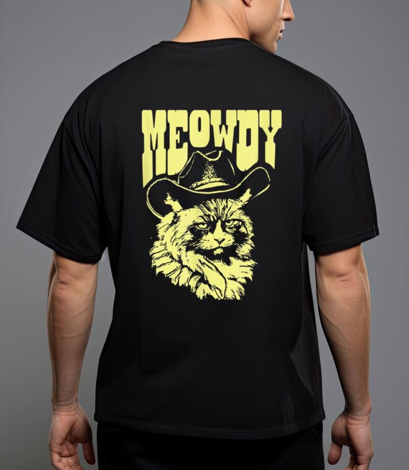 Meowdy funny country cowboy angry cat western vibe t-shirt T-Shirt