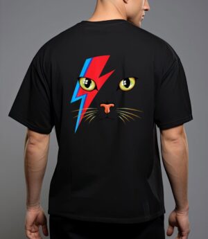 Meowie bowie cat retro kitty cat funny glam rock music t-shirt T-Shirt