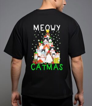 Meowy catmas cat christmas tree xmas t-shirt T-Shirt