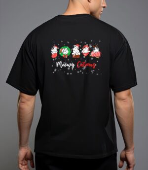 Meowy catmas funny christmas cat kitten lover kids mom dad t-shirt T-Shirt