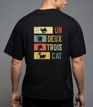 Meowy funny cat vintage retro un deux trois cat t-shirt T-Shirt