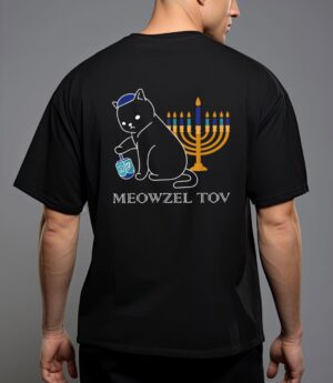 Meowzel tov cute cat mazel tov menorah funny hanukkah t-shirt T-Shirt