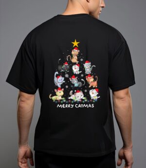Merry catmas cat christmas tree meowy catmas t-shirt T-Shirt