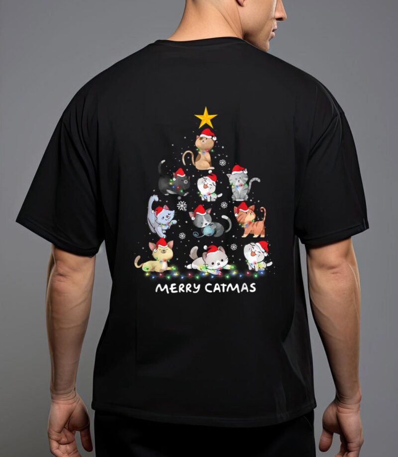 Merry catmas cat christmas tree meowy catmas t-shirt T-Shirt