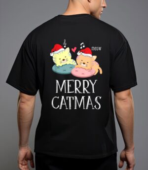 Merry catmas pajama christmas lights funny holiday cat mom t-shirt T-Shirt