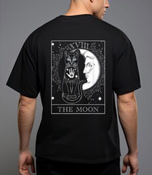 Moon tarot card and cat occult graphic t-shirt T-Shirt