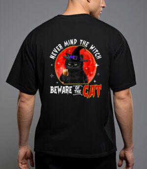 Never mind the witch beware of the cat halloween t-shirt T-Shirt