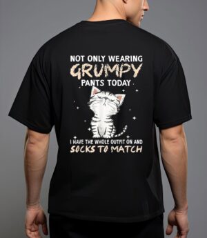 Not only wearing grumpy pants oday sock o match cute cat t-shirt T-Shirt
