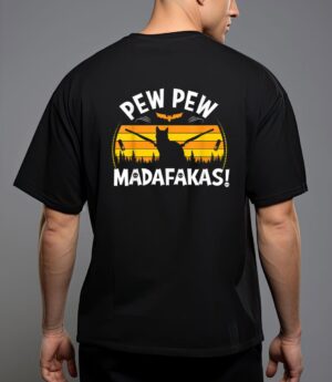 Pew pew madafakas scary boo night halloween black cat t-shirt T-Shirt