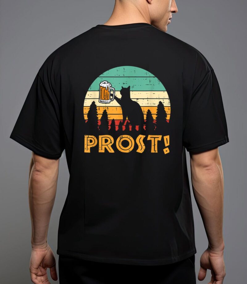 Prost cat silhouette retro bavarian oktoberfest t-shirt T-Shirt