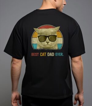 Retro cat best cat dad ever cat funny cat daddy cat lover t-shirt T-Shirt