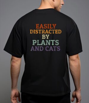Retro pet cat plant lover easily distracted by plants cats t-shirt T-Shirt