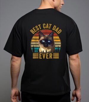 Retro vintage best cat dad ever fathers day siamese cat t-shirt T-Shirt
