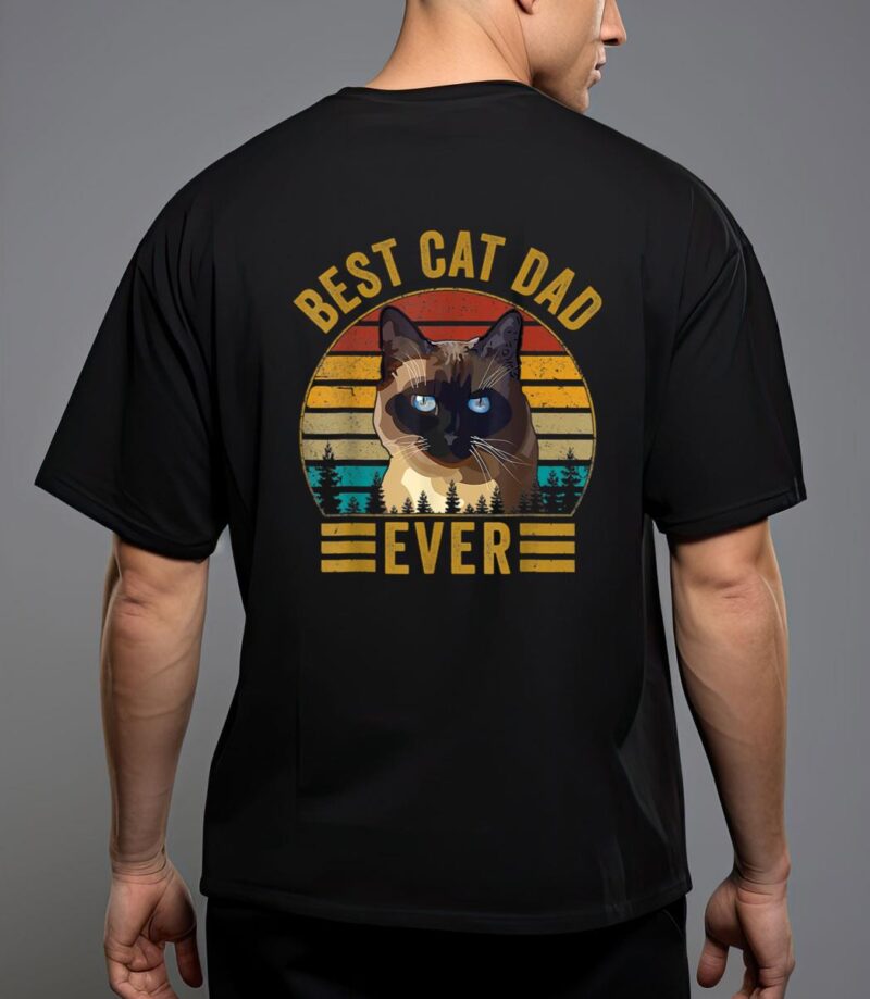 Retro vintage best cat dad ever fathers day siamese cat t-shirt T-Shirt