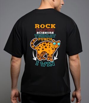 Rock paper scissors hroat punch i win cat hand game player t-shirt T-Shirt