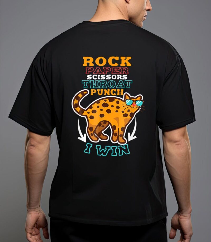 Rock paper scissors hroat punch i win cat hand game player t-shirt T-Shirt