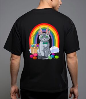 Russian blue cat easter eggs bunny t-shirt T-Shirt