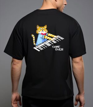 Sad cat playing keyboard game over t-shirt T-Shirt