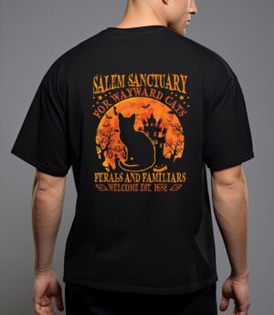 Salem black cat halloween-shirt kids girls kitten lover gift t-shirt T-Shirt