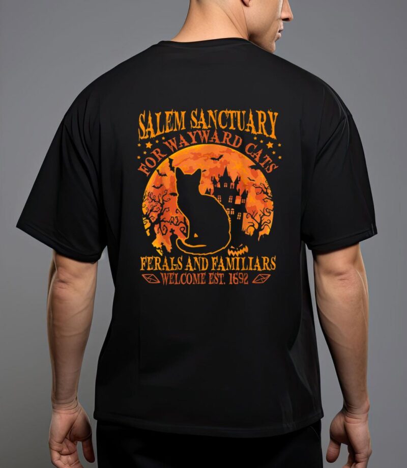 Salem black cat halloween-shirt kids girls kitten lover gift t-shirt T-Shirt