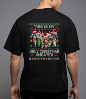 Santa cats pajama this is my ugly christmas kittens sweater t-shirt T-Shirt
