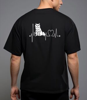 Selkirk rex cat heartbeat ekg funny cats kitten lovers t-shirt T-Shirt