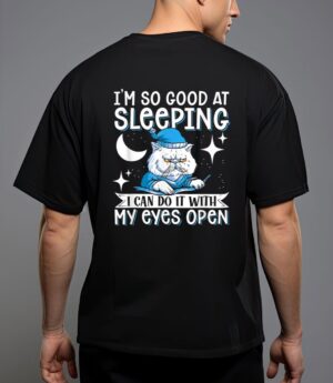 Sleeping cat with open eyes cat lover t-shirt T-Shirt