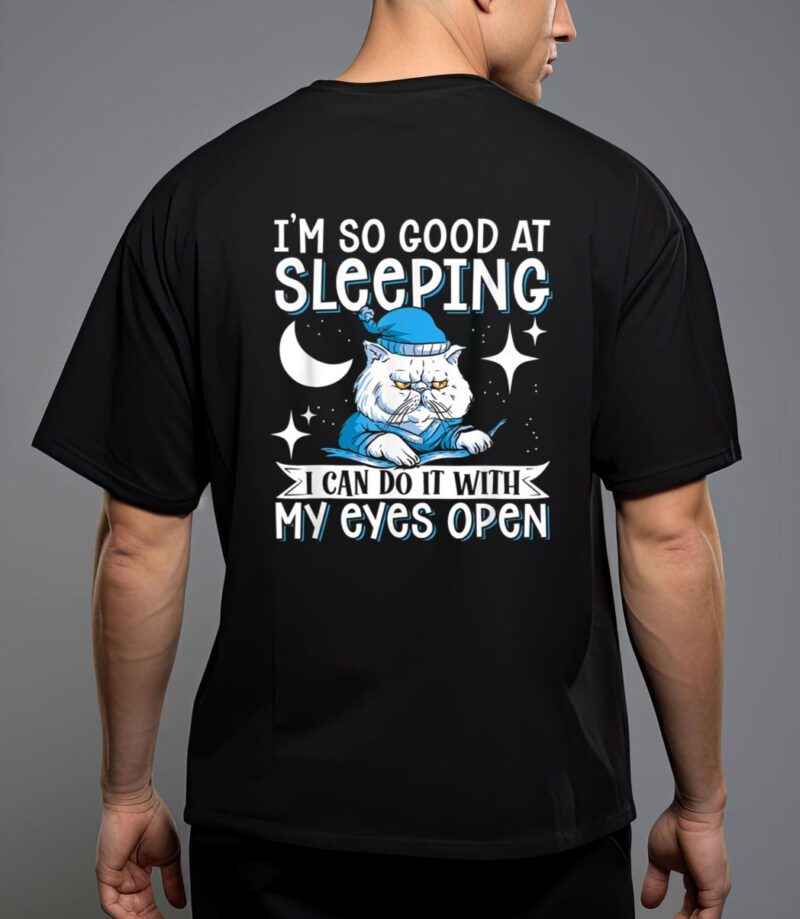 Sleeping cat with open eyes cat lover t-shirt T-Shirt