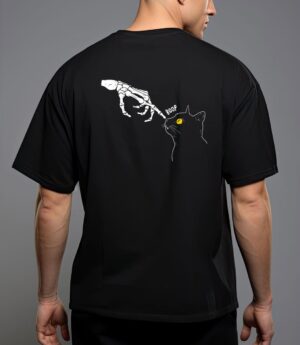 Spooky boop black cat skeleton hands halloween witchy t-shirt T-Shirt