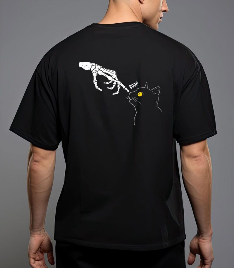 Spooky boop black cat skeleton hands halloween witchy t-shirt T-Shirt