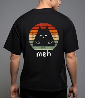 Vintage black cat meh cat meow kitty cat lover t-shirt T-Shirt