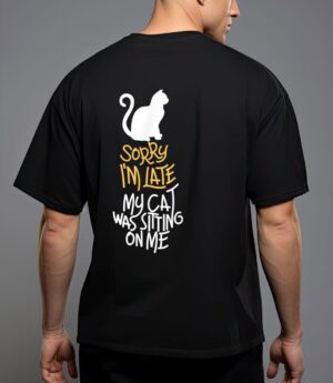 Vitnage black cat sorry i'm late my cat was sitting on me t-shirt T-Shirt