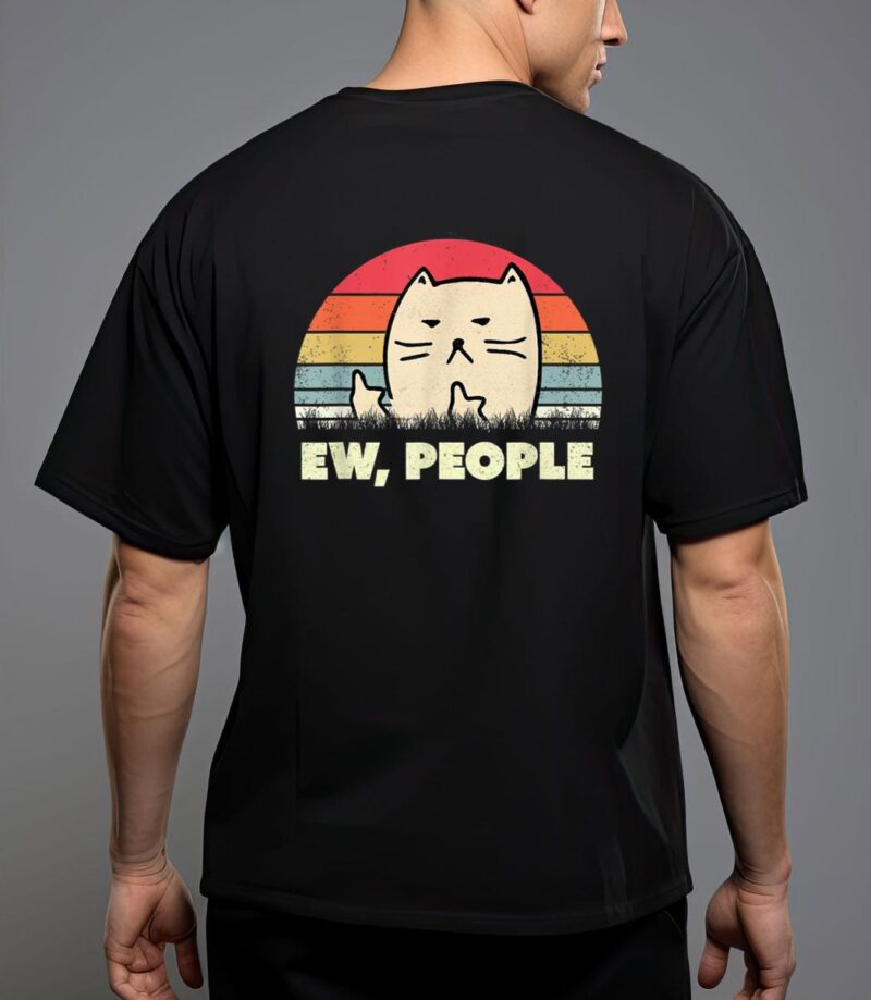 Vitnage black cat funny ew, people meowy cat kitty lovers t-shirt T-Shirt